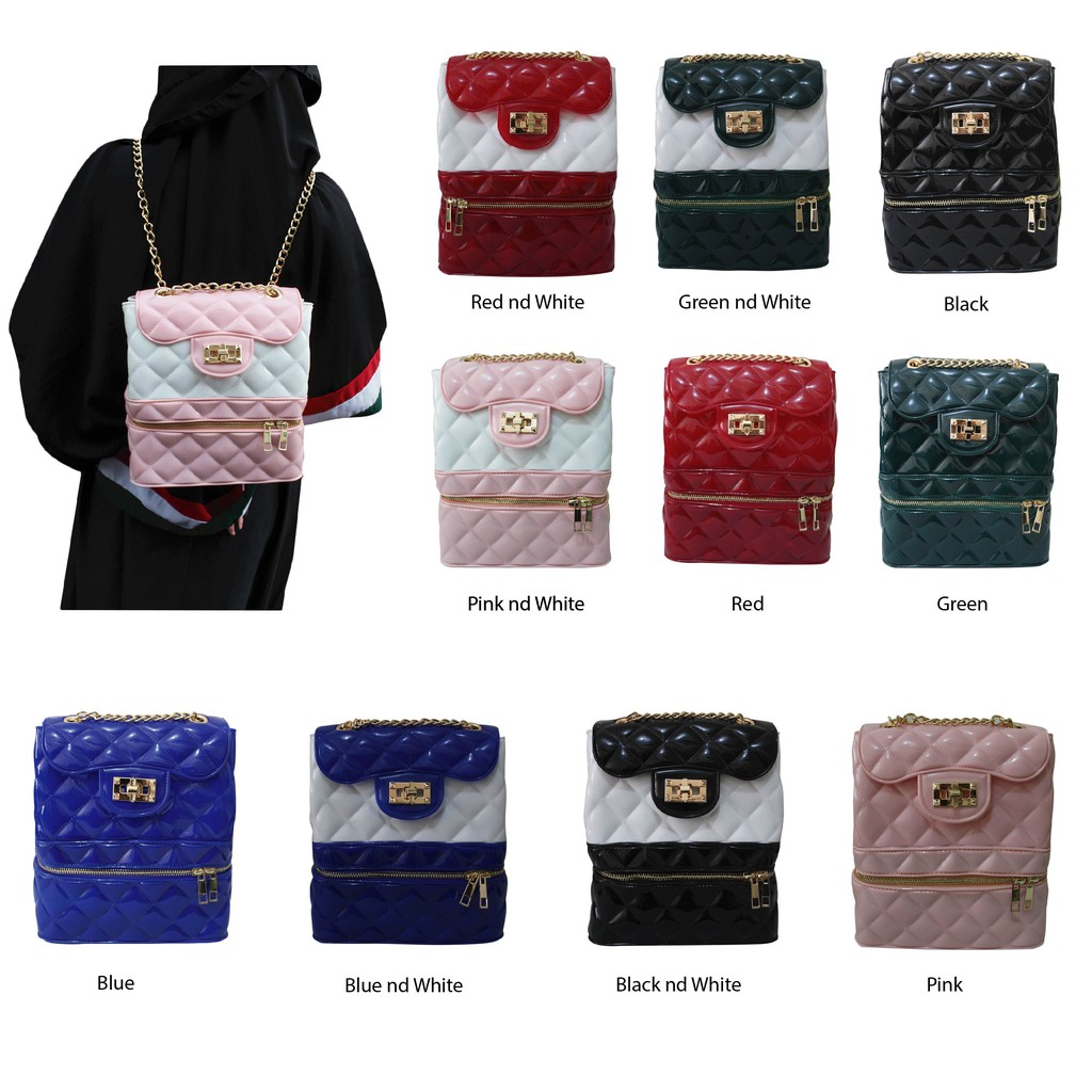 TAS IMPORT JAKARTA BW8103 JELLY BAG RANSEL GLOSSY UK22CM