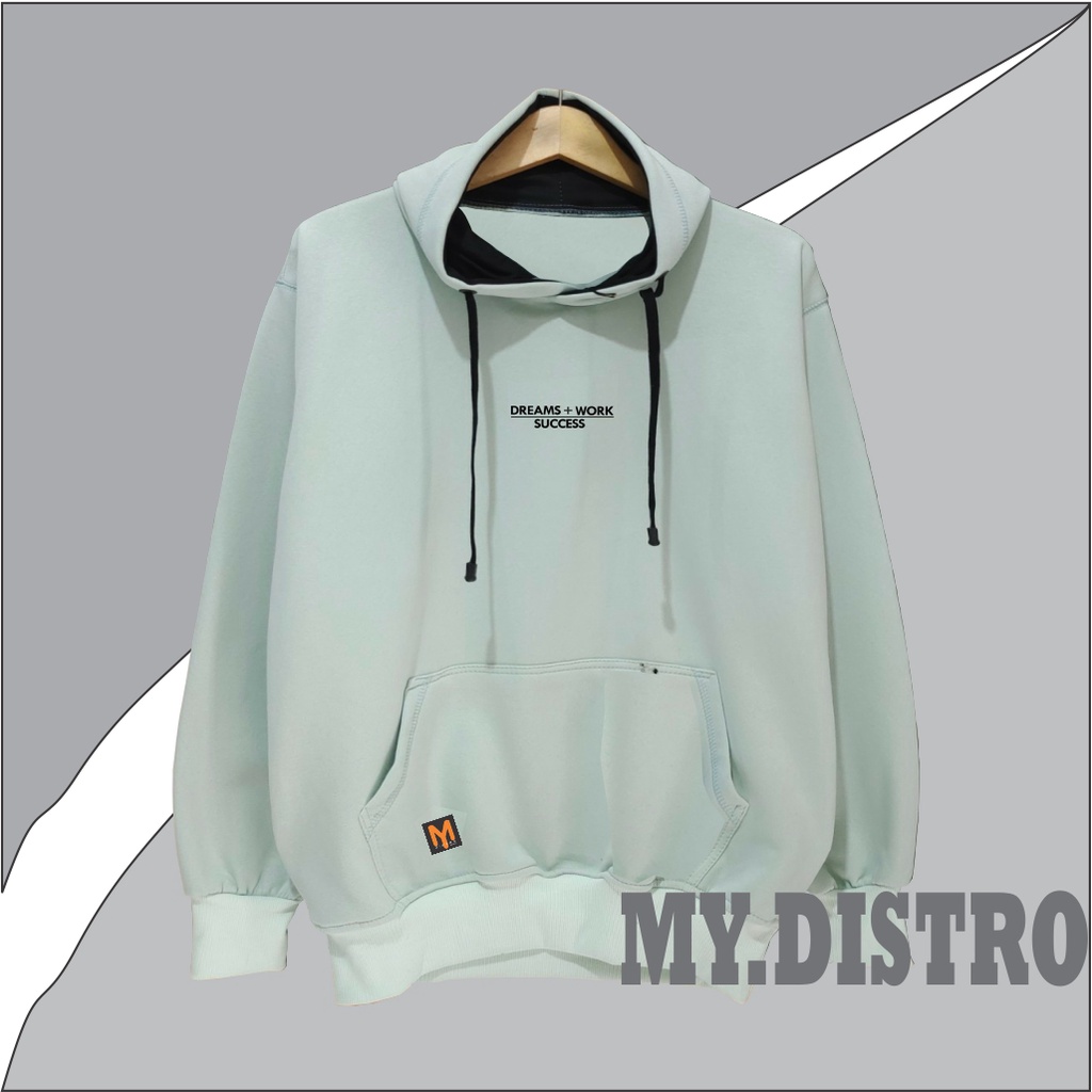 Sweater Hoodie Abu Abu Paralon Pria Switer Cowok dream sukses Jumper Hoodie Simple Terbaru Jaket Cotton Ori Distro