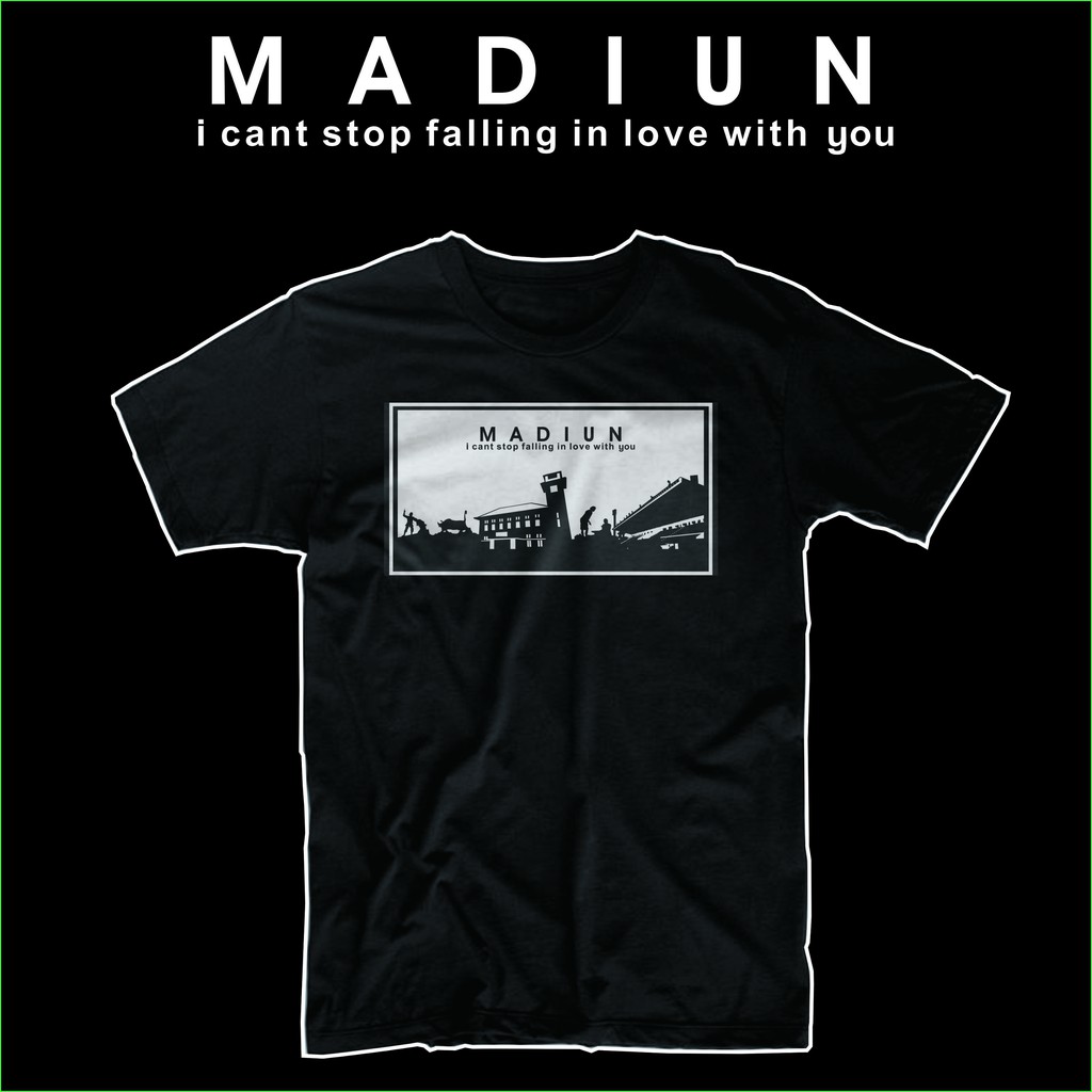 Kaos T Shirt Baju Pria Siluet Kota Madiun Casual Cotton Combed 30s Premium