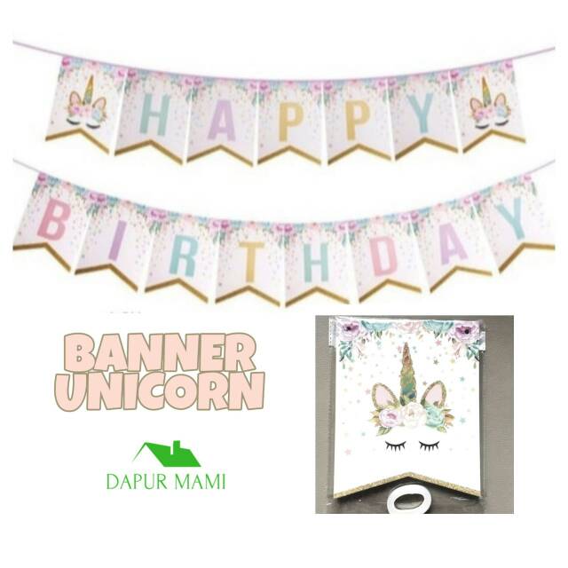 DAPURMAMI Banner Flag Karakter Bung Unicorn
