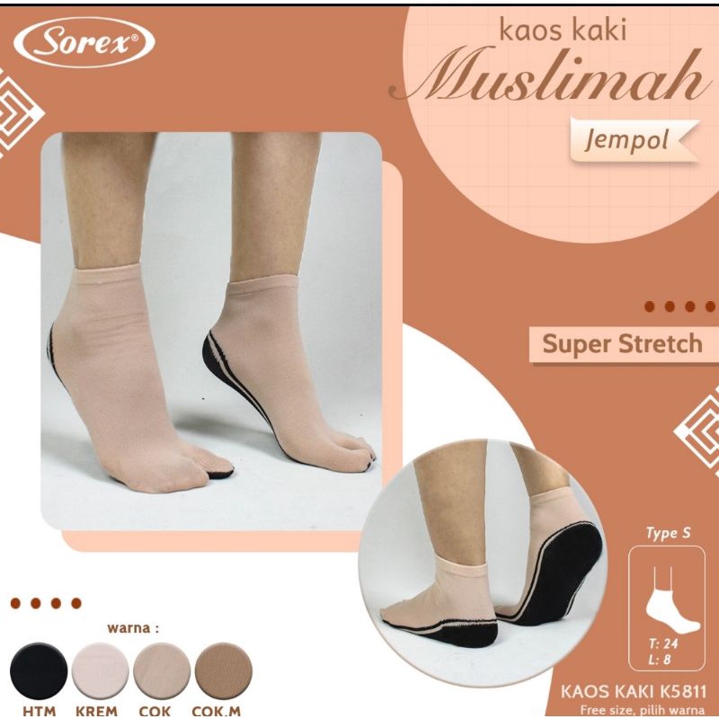 Kaos kaki muslimah jempol Sorex K 5811 - 5812 - 5813