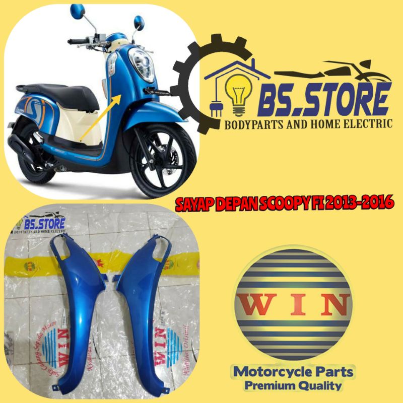 SAYAP DEPAN SET /LEGSDHIELD LUAR SCOOPY FI 2013 2014 2015 2016 BIRU