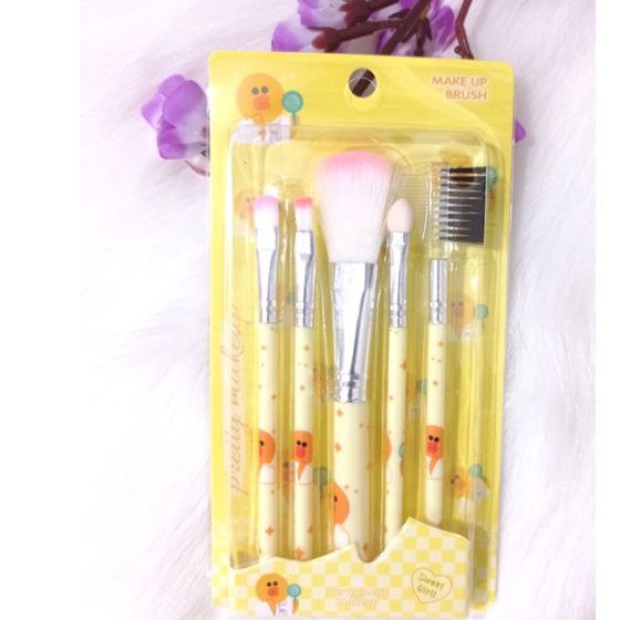 Kuas Make Up Lengkap 5pcs|Kuas Set Hello Kitty|Kuas Set Doraemon