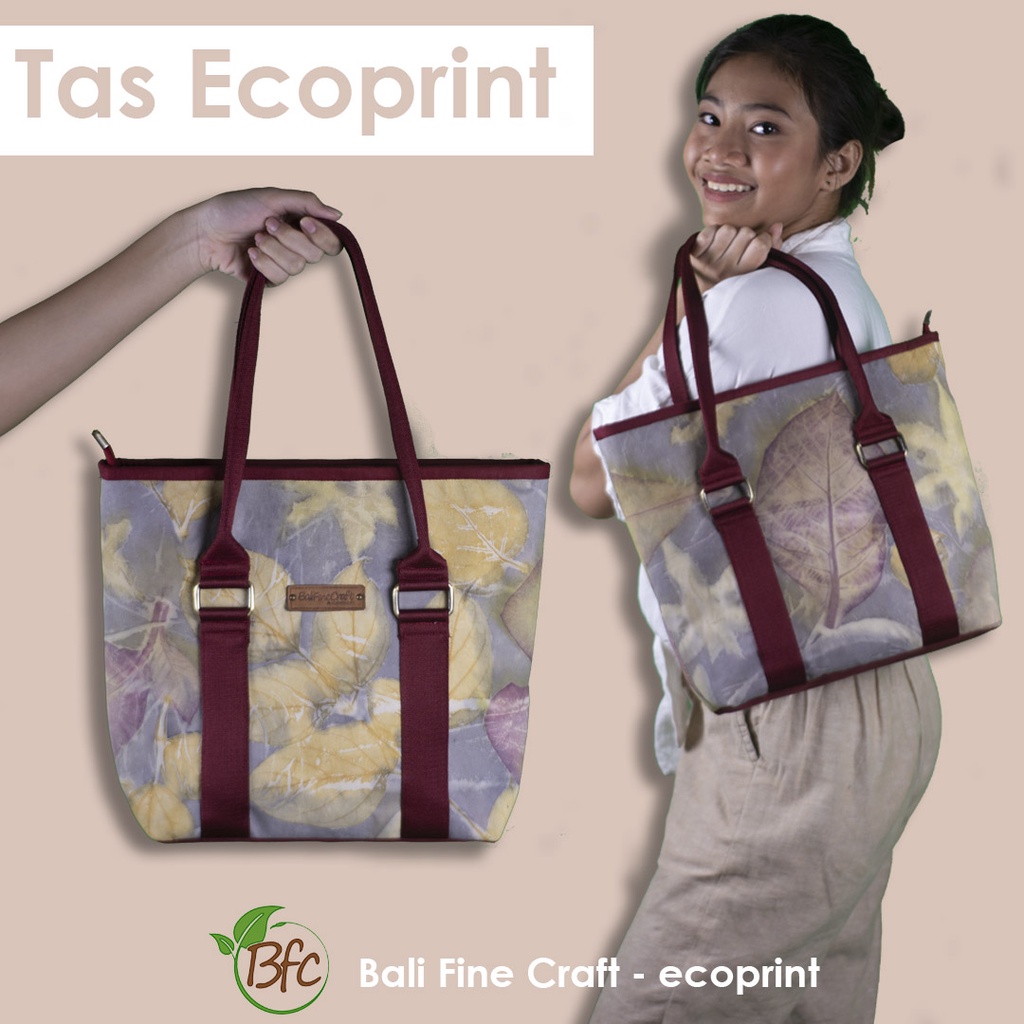 Tote Bag Wanita Kain Ecoprint Tas Jinjing