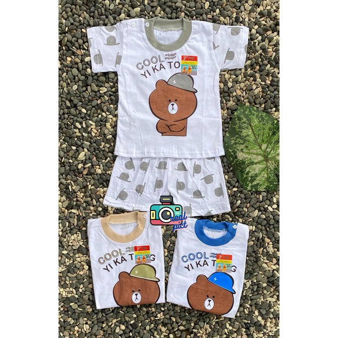 baju bayi lucu murah motif cool setelan PENDEK 3-18 bulan