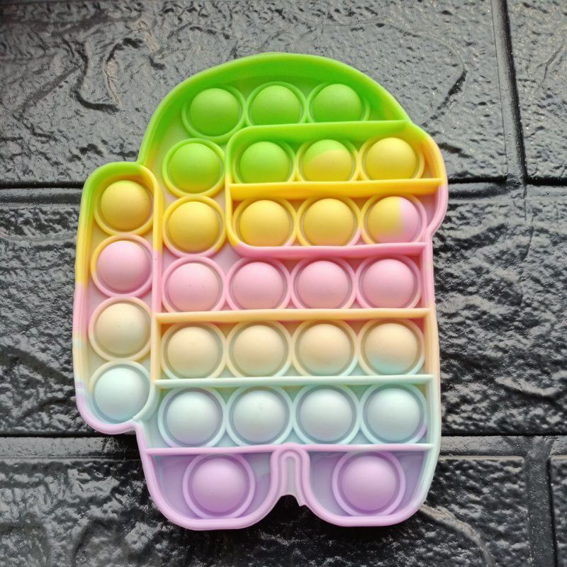 LYSASHOP -  Pop It BESAR AMONG US DINO UNICORN SEGIEMPAT JUMBO RAINBOW PUZZLE MAINAN EDUKASI ANAK-Among Us Pastel