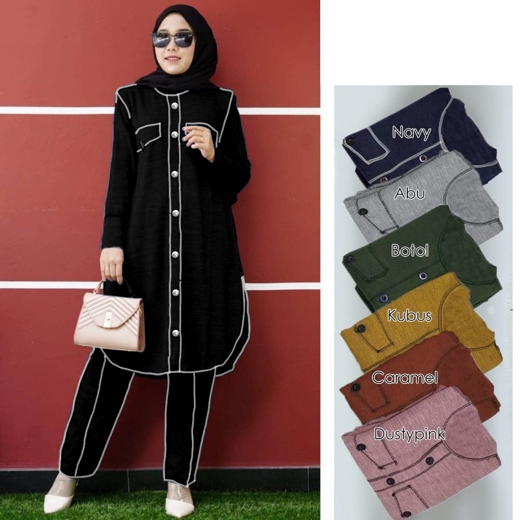 SET LONG TUNIK ZILLA 04 / SETELAN TUNIK PAKAIAN WANITA HIJAB FASHION PREMIUM SET