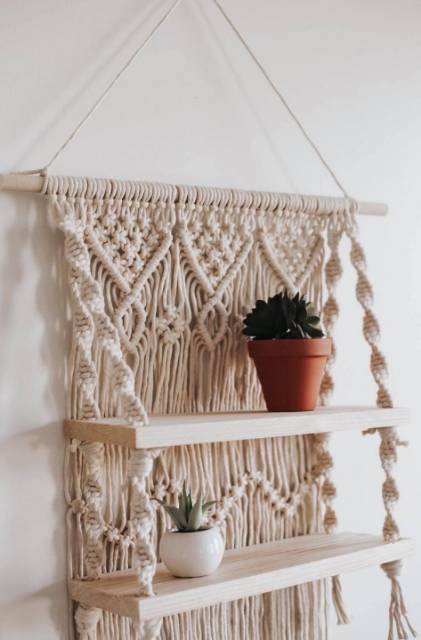 READY STOK) macrame rak susun wand/ rak buku/ macrame ambalan