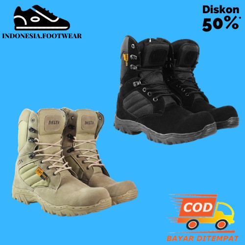 SEPATU DLT CORDURA TACTICAL SEPATU BOOTS PRIA SEPATU SAFETY UJUNG BESI HITAM CREAM