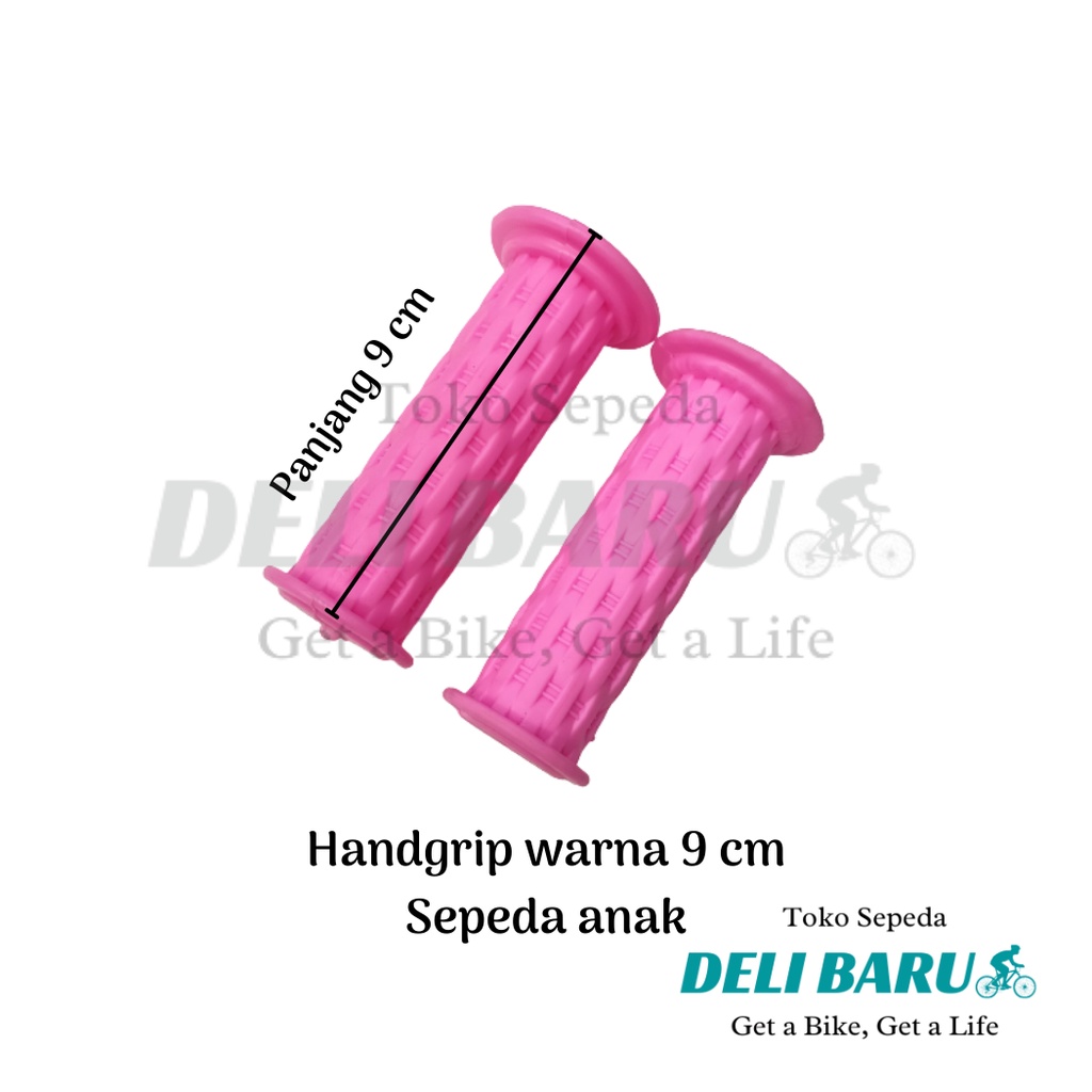 Delibaru Handgrip panjang 9 cm hamfat warna hitam merah biru pink grip model kuping sepeda anak