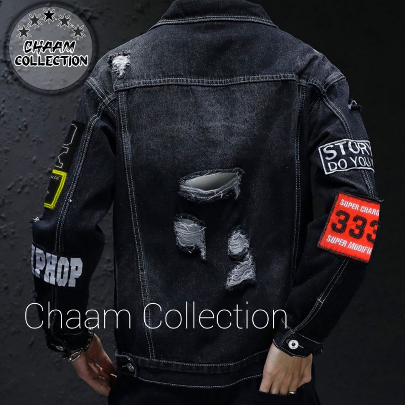 [COD]Jaket Shanghai Emblem Dengan Design Modern dan Stylish|Jaket Jeans Denim Musim Semi|Jaket Pria