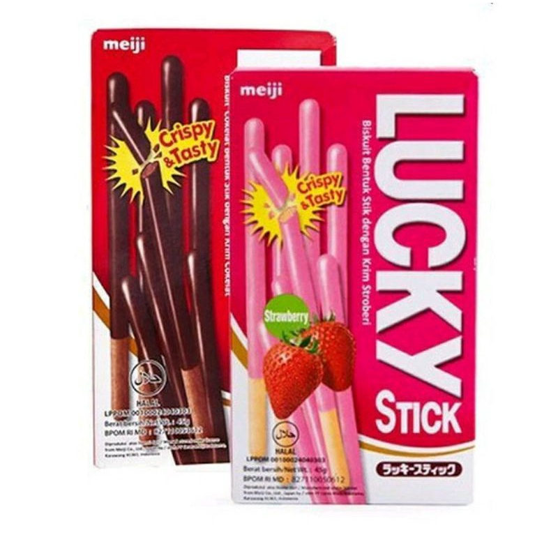 

LUCKY STICK CHOCOLATE/STRAWBERRY 45G, LUCKY STICK COKLAT/STROBERI