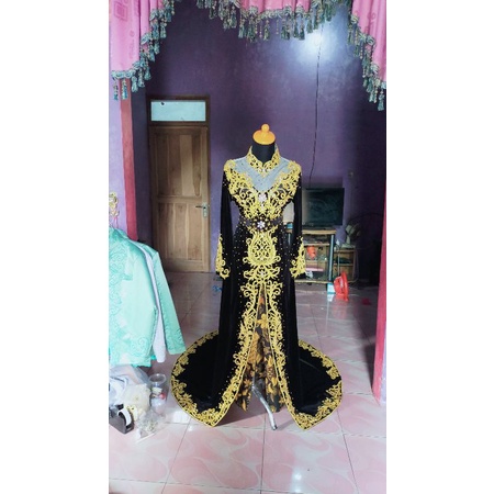 kebaya bludru pengantin full payet jepang