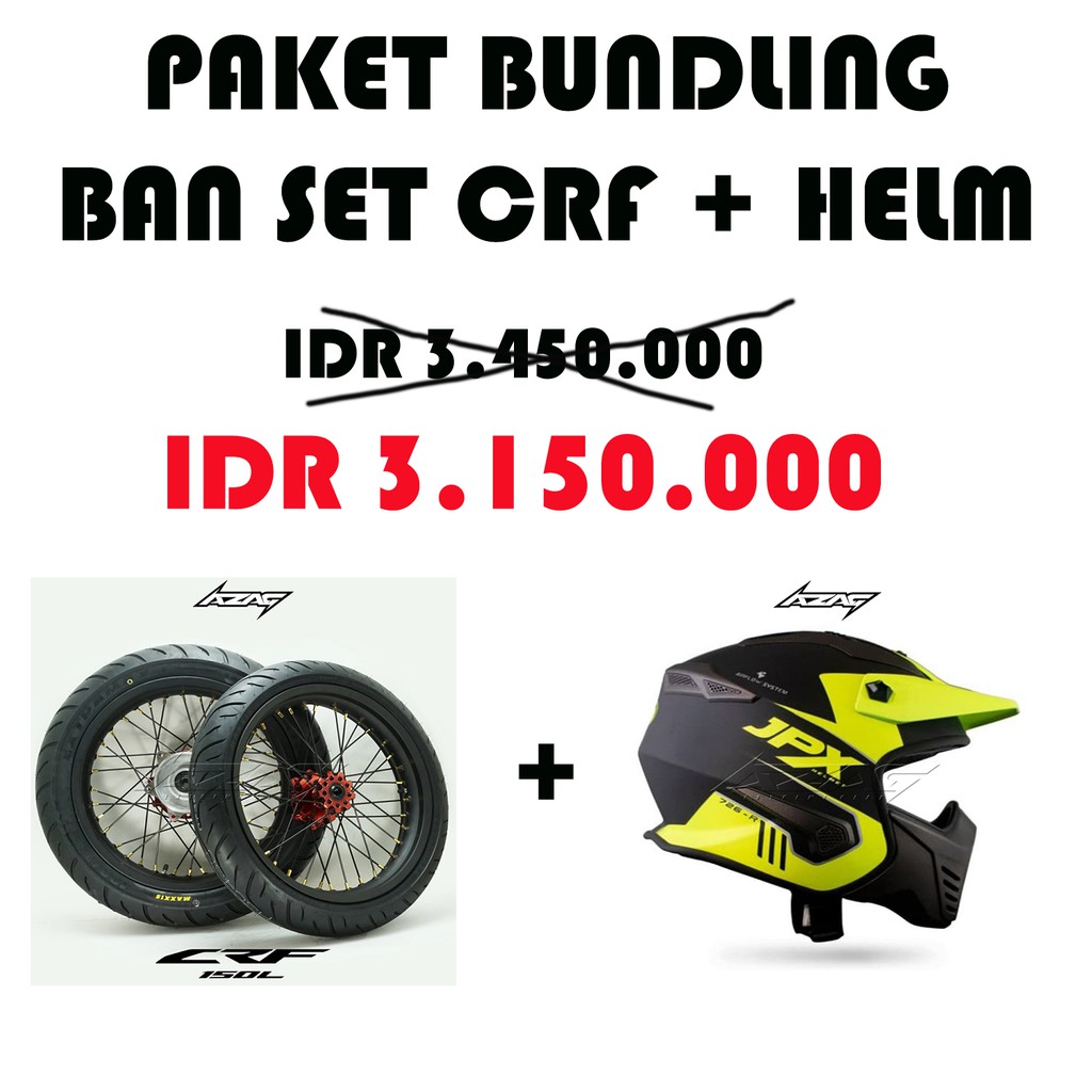 PROMO BUNDLING BAN SET SUPERMOTO HONDA CRF TROMOL MERAH