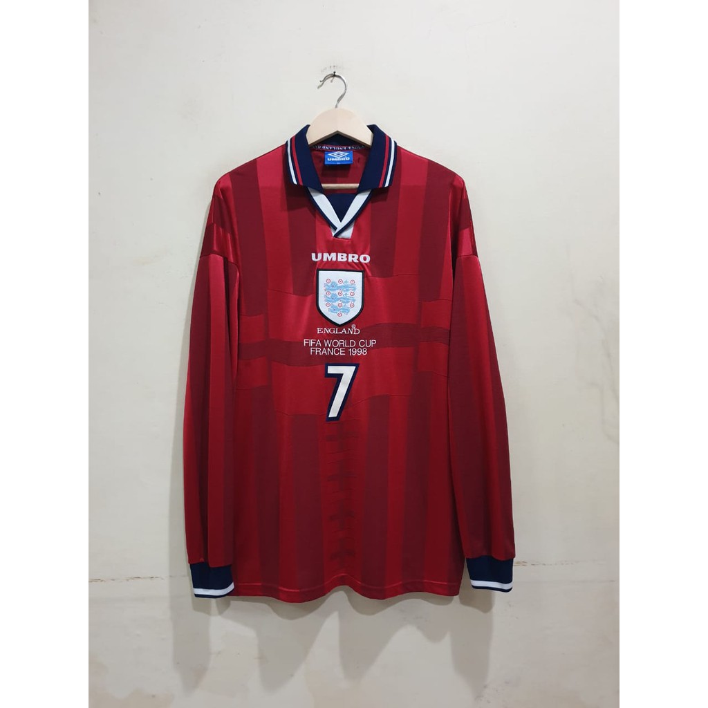 Jersey Original baju Bola Asli England Inggris Away 1998 Long sleeve beckham