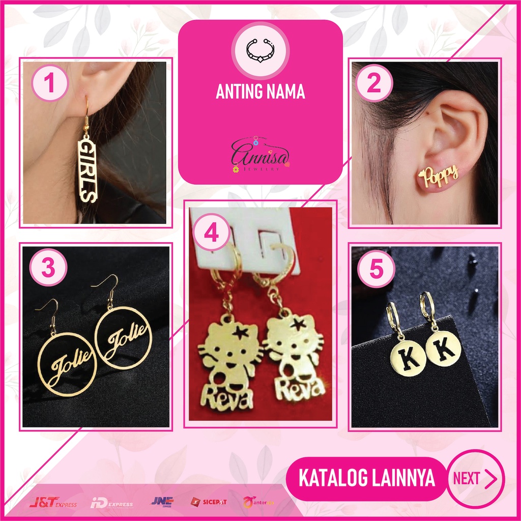 Anting nama gold Handmade by Annisa Jewelry