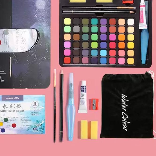 

OD0♥ Kaikki 36/48Water Color Set - Alat Cat Air Set (Termasuk Kuas dan Kertas Gambara Pasti Laris