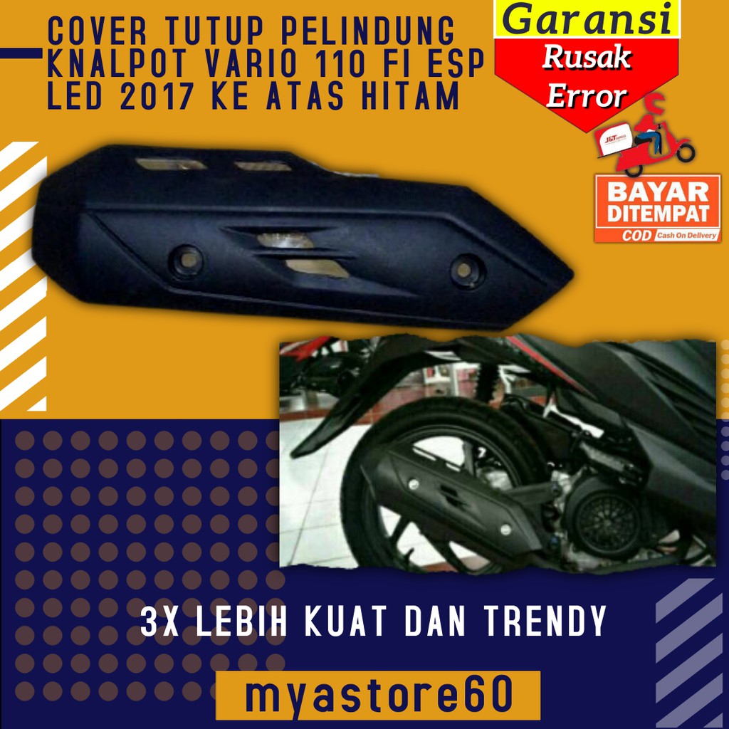 COVER TAMENG TUTUP PELINDUNG KNALPOT PROTECTOR MUFFLER HONDA VARIO 110 FI ESP LED 2017 KE ATAS HITAM