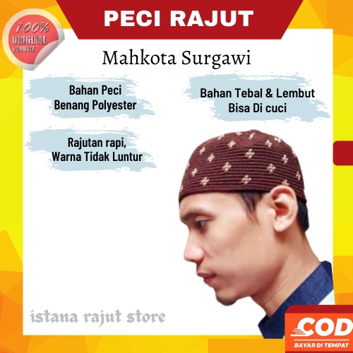 Peci Kopyah kopiah Rajut Yaman Premium Dewasa mahkota surgawi No 06 bahan benang polyester nyaman di