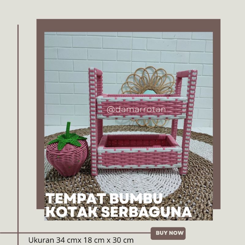 Tempat Bumbu Rotan Sintetis 2 Susun/ Tempat Serbaguna Kotak