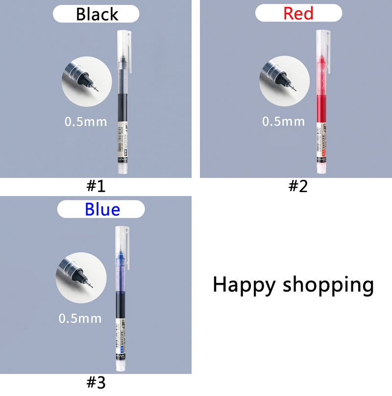 [Ready Stock] 0.5mm Black/Red/Blue Straight Liquid Quick-Drying Gel Pen Office Signature Pen