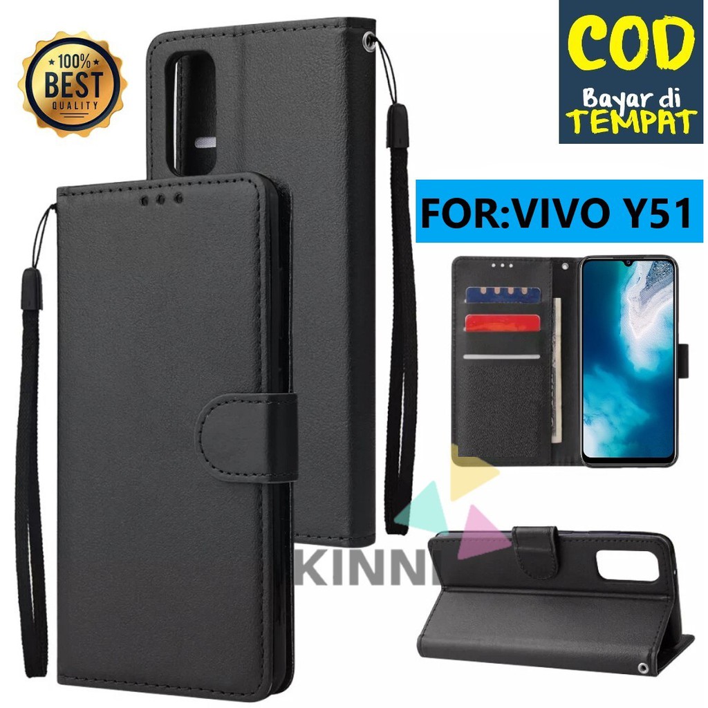 Sarung Buku Untuk Vivo Y51 | Y51A | Y53s - Wallet Case Kulit - Casing Dompet Case Wallet Leather