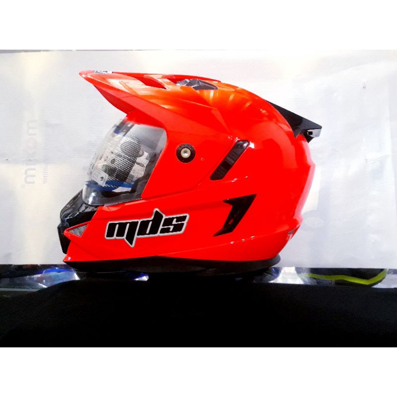 HELM MDS SUPER PRO SUPER MOTO SOLID ORANGE FLUO | MDS ORIGINALo