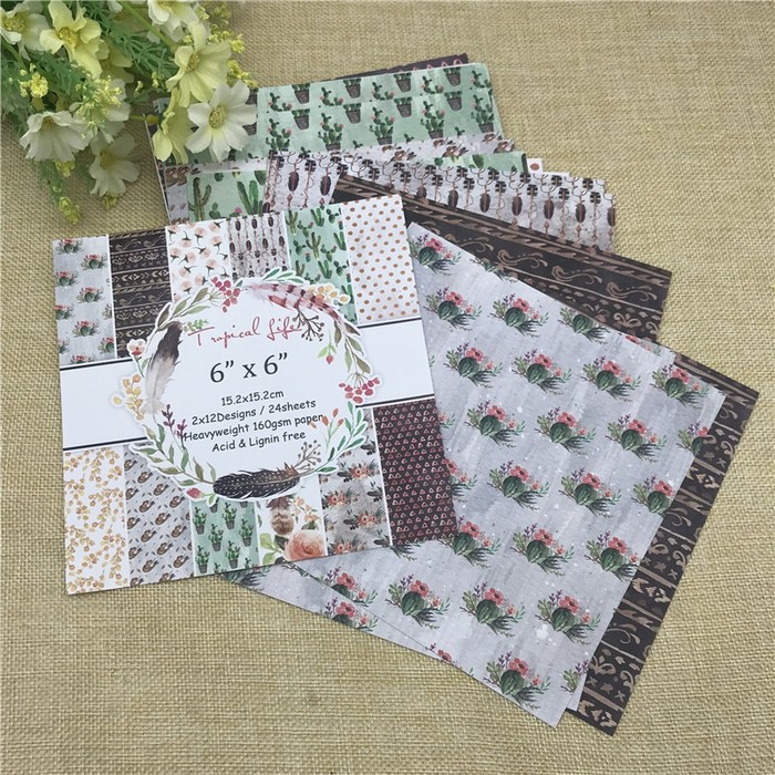 Scrapbooking Paper Pack 6&quot;x6&quot; - Tropical Life (24 sheets)