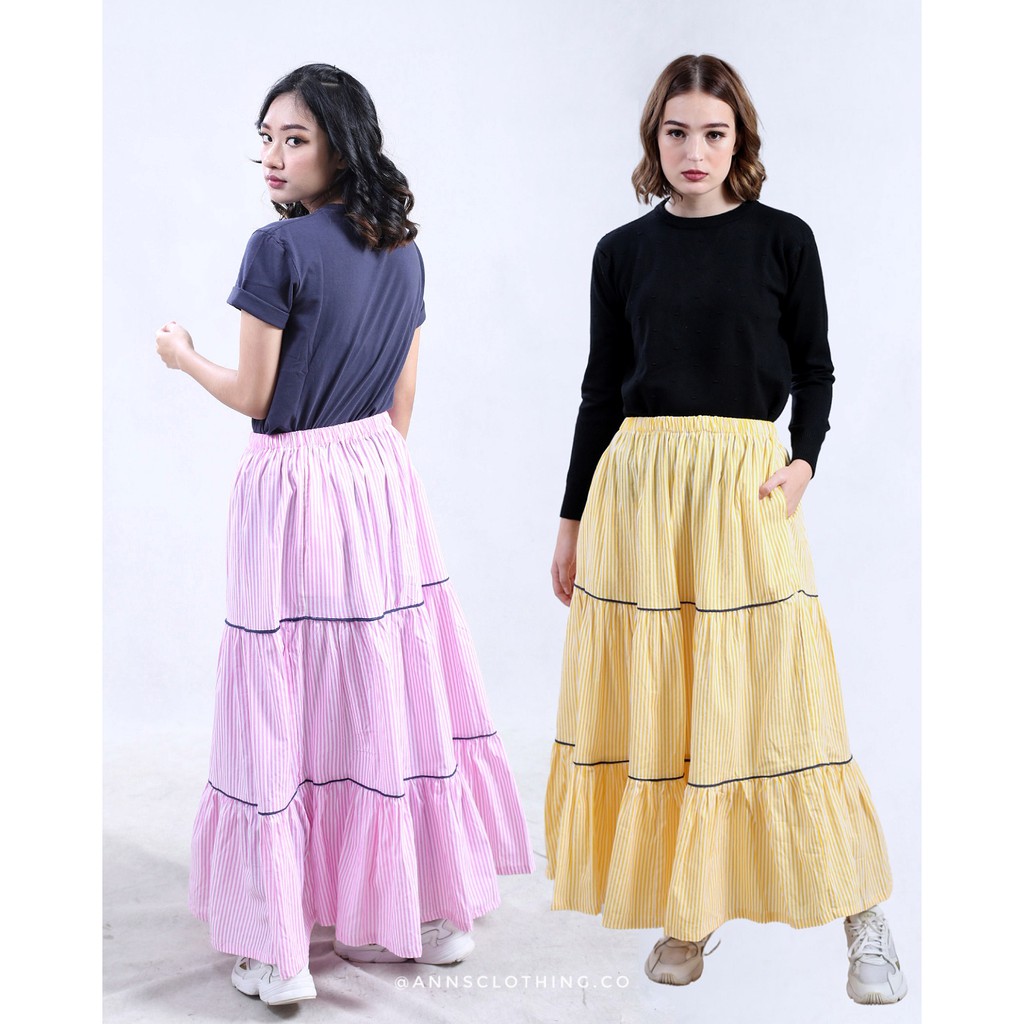 Leah Rok Panjang | Rok Panjang Tier | Rok Panjang Korea | Maxi Skirt
