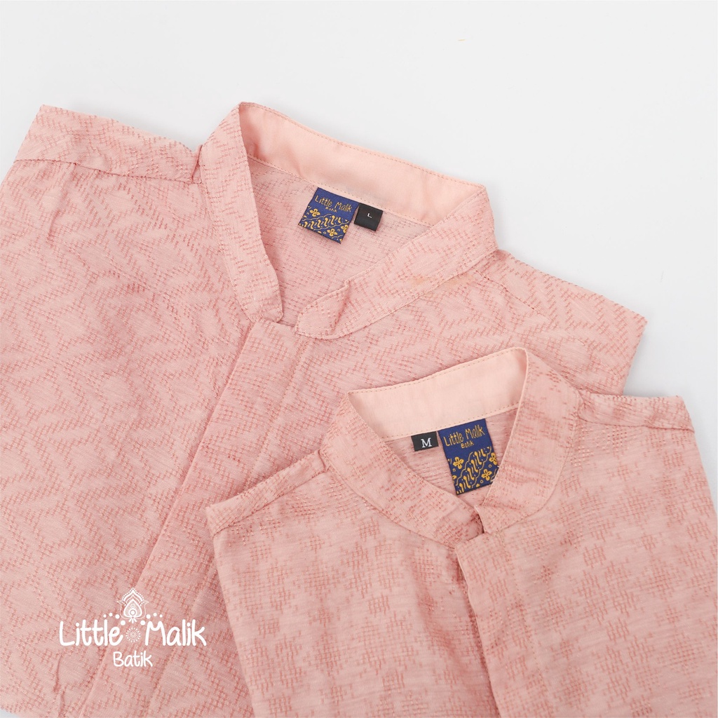 READY STOCK Kemeja Batik Anak / Ayah Lengan Panjang By Little Malik Batik, Kombinasi Krem dan Peach