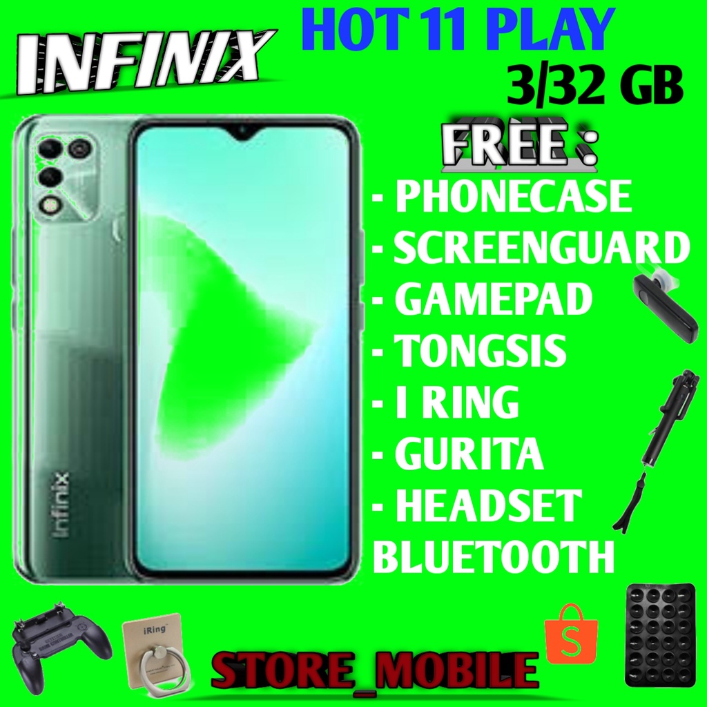 INFINIX HOT 11 PLAY RAM 3/32 GB RAM 3 GB ROM 32 GB GARANSI RESMI