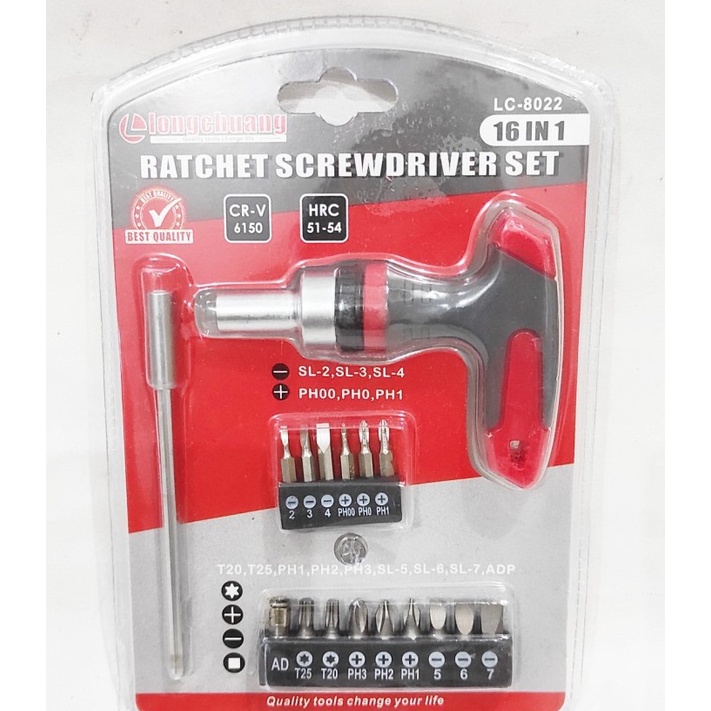 obeng torx kecil besar gagang bentuk T ratchet racet set