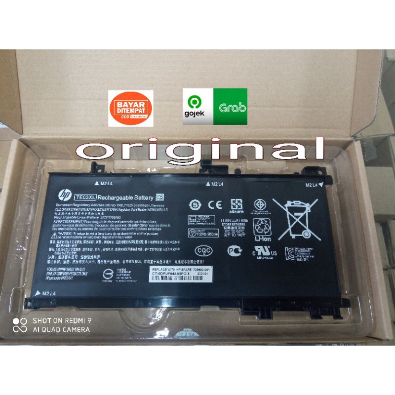 Baterai Battery HP TE03 TE03XL 15-AX000 15-BC000 HSTNN-UB7A TPN-Q173 HITAM