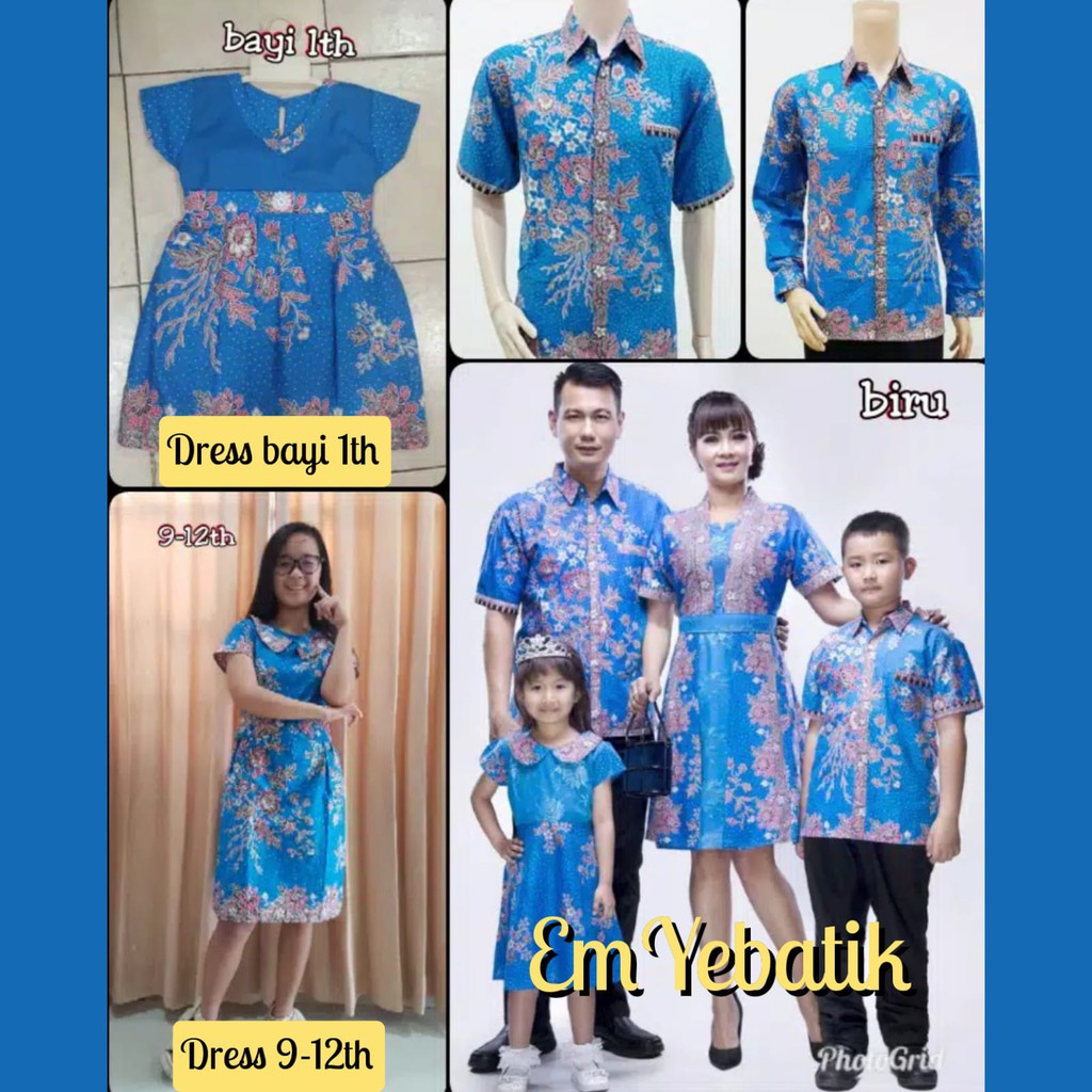 Best Seller Sarimbit Keluarga Batik Dress Terusan Wanita Kd Melati Dasar Warna Biru MmjJKBHkLYbx8