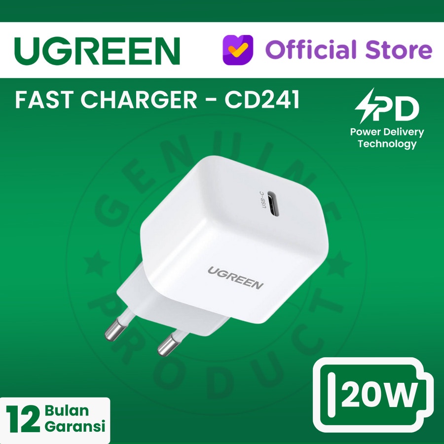 UGREEN USB Wall Charger USB-C 20W Mini PD - CD241