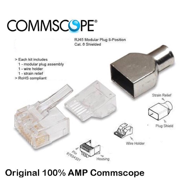 KONEKTOR RJ45 cat6e COMMSCOPE connector lan rj cat6 isi 100pc