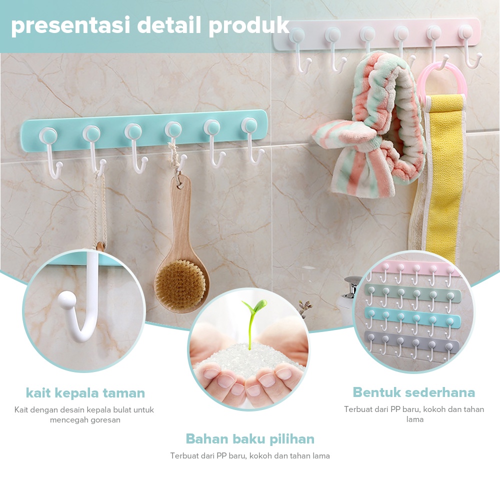 Batu Tempel Gantungan Kamar Mandi Dinding Serbaguna Pintu Baju Tempel Dinding