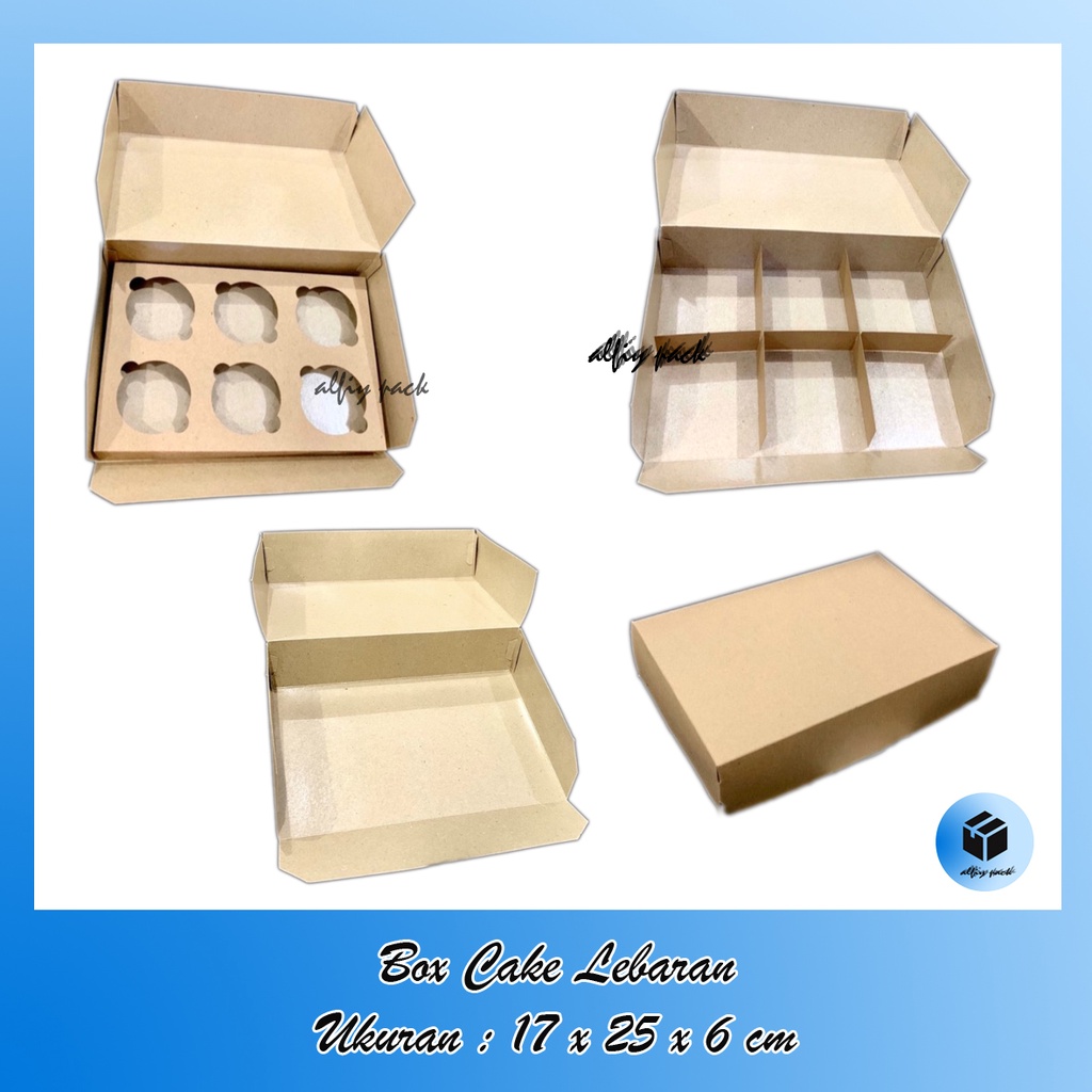 

1pack isi 10pcs DUS KRAFT BUKAAN DEPAN UNTUK KEMASAN KUE BROWNIES / CUPCAKE BOX CAKE UKURAN 17X25X6 CM / SEKAT 6 PETAK / INSERT 6 LUBANG