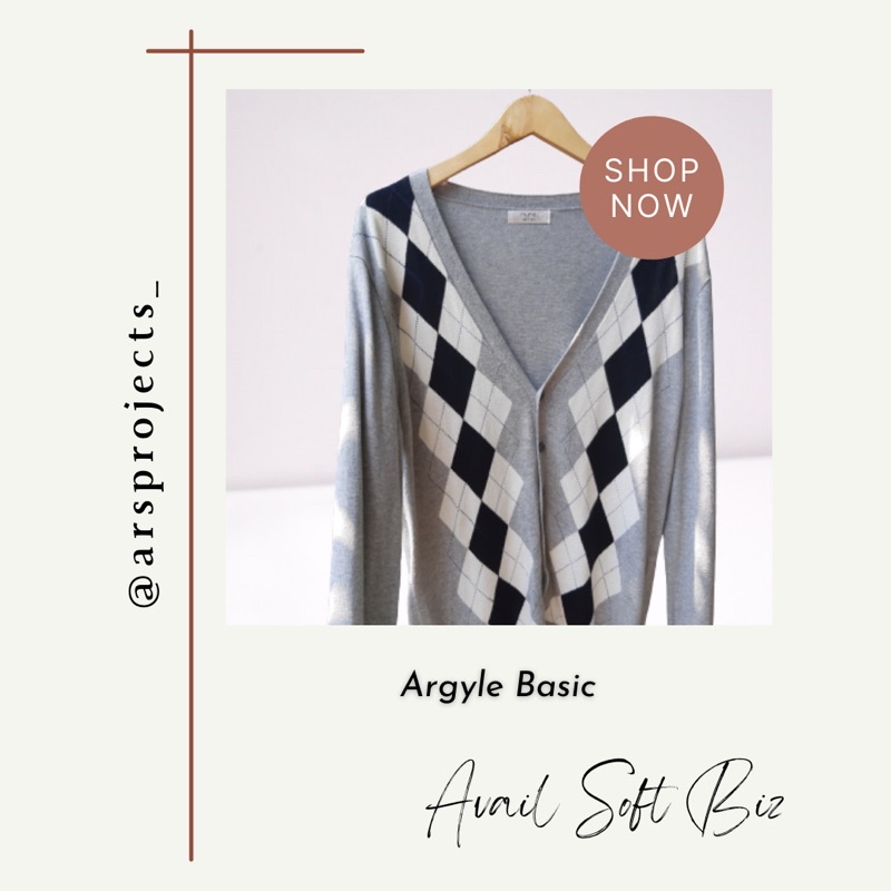 Argyle cardigan premium
