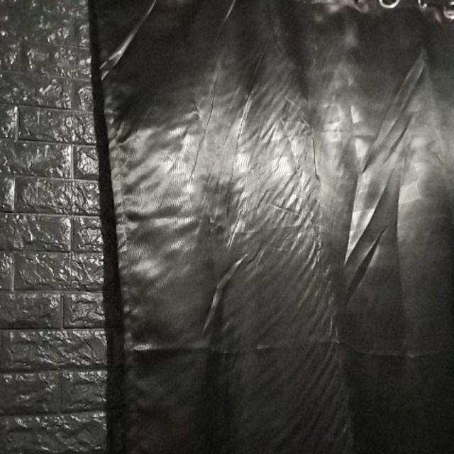 Gorden Jendela Pintu Blackout Import Hitam Serat Polos Model Smokring Ukuran L 100 Cm X T 200 Cm