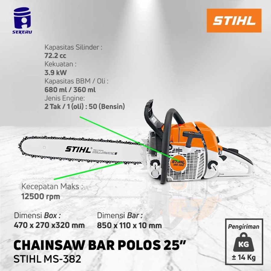 GERGAJI KAYU CHAINSAW STIHL MS 382 SENSO MS382 Gergaji Kayu 25 inch Bar POLOS