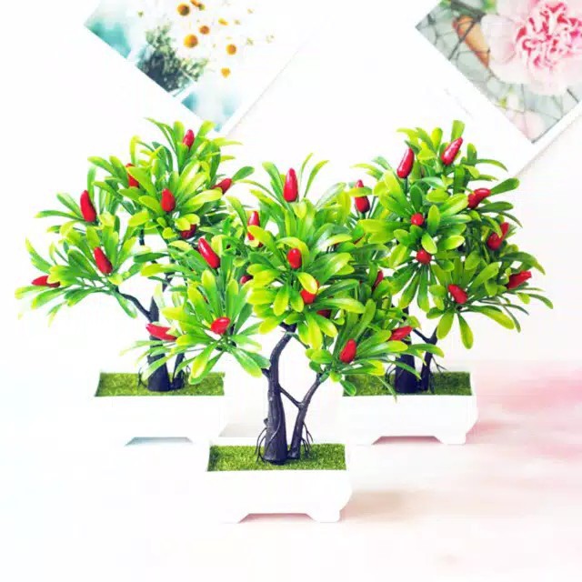 Kunataruma Bunga plastik / Pajangan bunga Artifisial / Pohon Buah Plastik Imitasi Vas Petak AM351-2