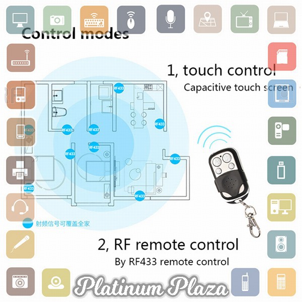 Saklar Lampu Luxury Touch LED with Remote 3 Intelligent Switch - XJG-DH001 - Black`WMU7K3-