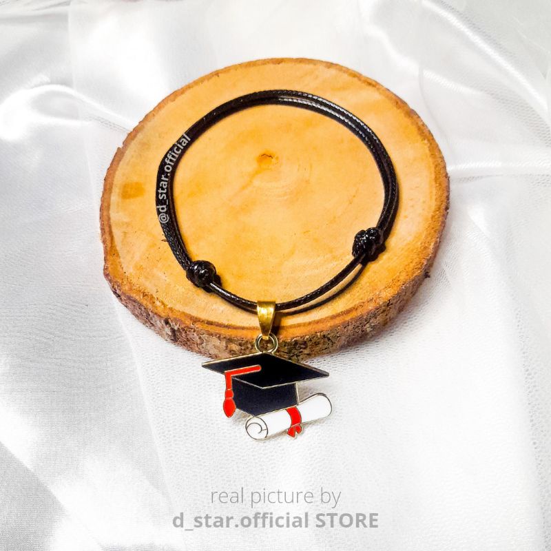 DS - topi toga wisuda bracelets || gelang tangan wanita acsessories korea tali hitam merah warna war
