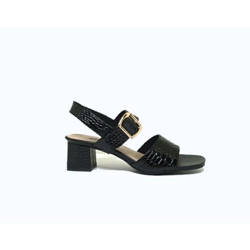 Higheels Wanita Ukuran Besar / Sendal Flat Croco Shoes Hitam JUMBO Banget 41 42 43 44 45 / Sendal Croco Kaki Gemuk Clasik Aln109, 41