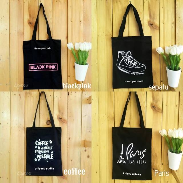 [BISA CUSTOM TAMBAH NAMA] TOTEBAG / STRINGBAG ADA RESLETING BISA COD