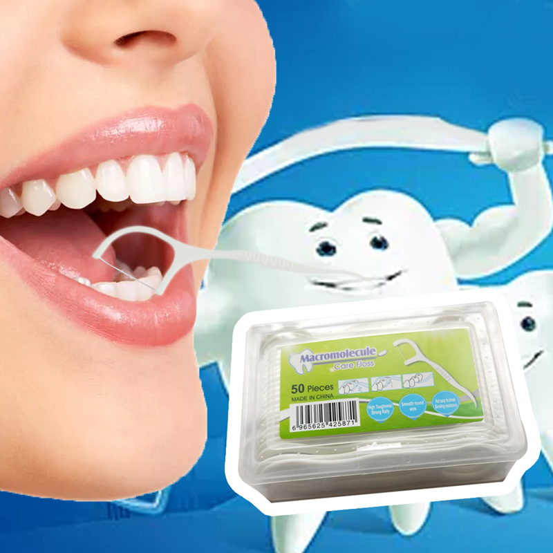 50pcs Stik Dental Floss Tusuk Gigi Ukuran 7 5cm Shopee Indonesia