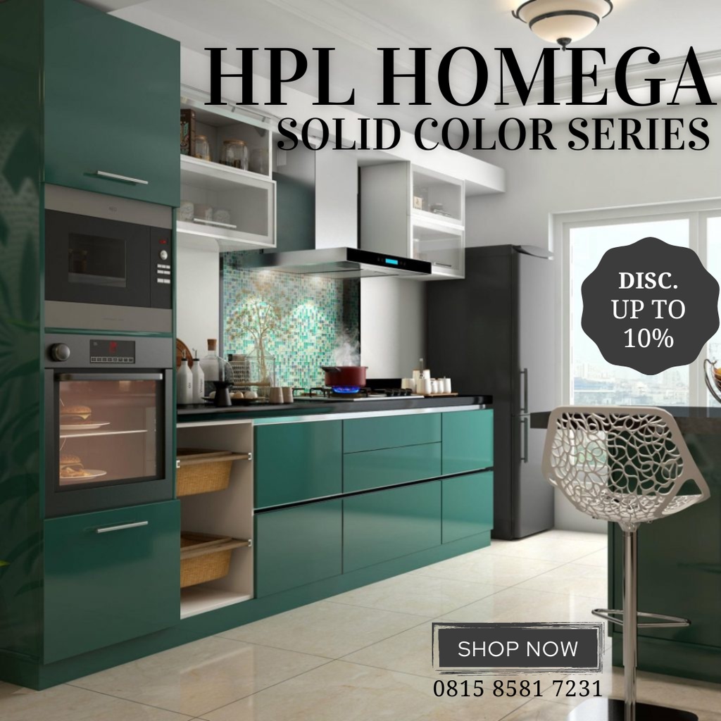 HPL HOMEGA SOLID COLOR SERIES - HPL PELAPIS KITCHEN SET/FURNITURE