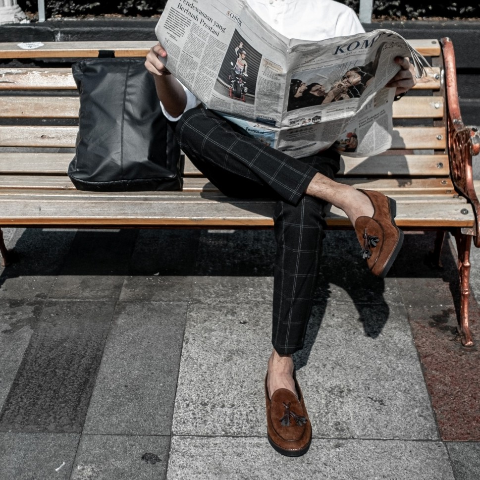 Bossa Brown | Sepatu Loafers Coklat Suede Tanpa Tali Pria Casual Kerja Kantor Laki | Giant x FORIND