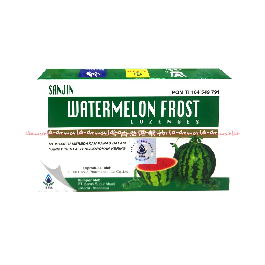 

Sanjin Watermelon Frost Lozenges Meredakan Panas Gatal Tenggorokan 12Tablet Rasa Semangka